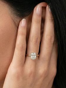 18K Gold 925 Sterling Silver <b>Cushion</b> Cut Moissanite Solitaire Engagement <b>Ring</b> Lab Grown Diamond <b>Ring</b> - Product Image 5