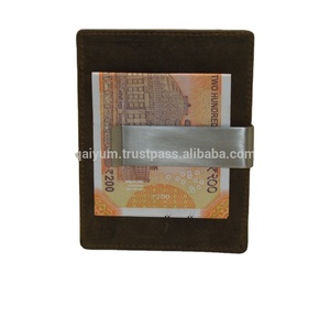 Cartera Minimalista de Gamuza para Tarjetas con Clip Metálico de 7 Pulgadas para Hombre, Diseño de Bolsillo Frontal en Cuero Marrón - Product Image 4