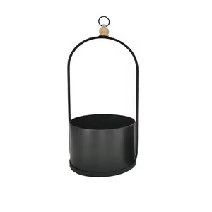 Maceta Colgante Minimalista de Metal Negro para Flores o Plantas Verdes, Uso Interior y Exterior - Product Image 1