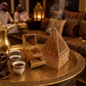Luxury Handmade Wooden Pyramid Bakhoor Burner|Arabic Oud <b>Incense</b> Burner <b>Box</b> with Storage Drawer Home Fragrance Decor Gift Holder - Product Image 4