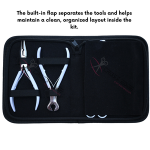 White Hair <b>Extension</b> tools Kit with 5In <b>Beads</b> Crimping Plier Keratin Bond Cutter Hair Loop Tool Mini Scissor Parting Finger Ring - Product Image 5