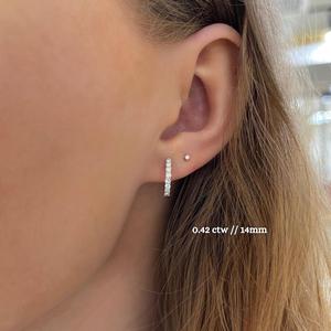 Diamond Huggie <b>Earrings</b> 14K 18K Solid Gold Round Cut Lab Grown Prong Set Hinge Modern Dainty Everyday Wear <b>Hoops</b> Gifts Wholesale - Product Image 6