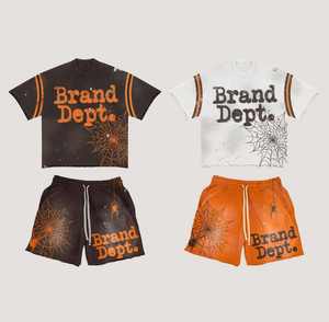 Conjunto de camiseta oversize personalizada con hombros caídos y pantalones cortos a juego, estilo urbano para hombre, diseño OEM, ropa transpirable. - Product Image 1