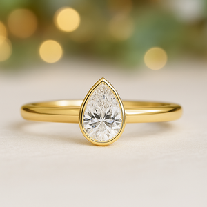 Bague de fiançailles Halo en or 14 carats 0.60 ct poire originale, bague diamant Moissanite, serti de broches, bijoux vintage pour femmes - Product Image 1