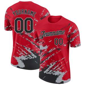 Camiseta de Baloncesto Sublimada Roja Personalizada, Cuello Redondo, Manga Corta, Poliéster que Absorbe la Humedad, Impresión del Nombre del Equipo, Unisex para Adultos - Product Image 1