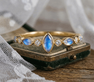 Bague en Acier Inoxydable avec 12 Pierres de Naissance, Pierre Précieuse Porte-Bonheur, Plaqué Or 18 carats, Pierre de Lune Arc-en-ciel, Zircon Rectangulaire Coloré, Cadeau pour Femme, Vente en Gros - Product Image 1