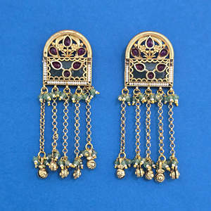 Fashion Jewellery Wholesalers in India Antique Heritage <b>Earring</b> With Matte Gold Plating 231607 - Product Image 1