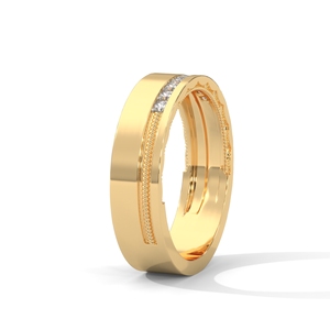 แหวนแต่งงานเพชรทรงปรินเซสคัทสีเหลืองทอง แหวนคลาสสิก - Product Image 2