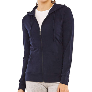 Sweat-shirt à capuche zippé à manches longues pour femme, en molleton doux et confortable, avec cordon de serrage à la capuche, poches avant, tenue décontractée - Product Image 1
