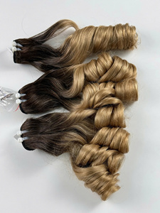 Extensions de cheveux humains vietnamiens bouclés et rebondissants, couleur ombrée blonde et naturelle, 28 pouces, trame de cheveux douce et volumineuse - Product Image 3