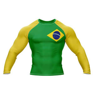 Best Quality Men's Rash Guards Sportswear Custom Logo Digital Print Solid Breathable Quick Dry Lightweight 160g Polyester/Nylon - Product Image 1