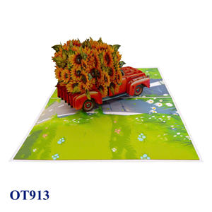 การ์ดป๊อปอัพลายดอกทานตะวันสุดฮิต งานฝีมือตัดด้วยเลเซอร์ ของตกแต่งบ้านทำมือจากกระดาษ ขายดีในวันขอบคุณพระเจ้า - Product Image 3