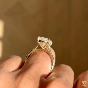 Elegant Pear Cut Lab Grown Diamond Engagement <b>Ring</b> Featuring Wide Gold Setting And Brilliant Sparkle - Product Image 4