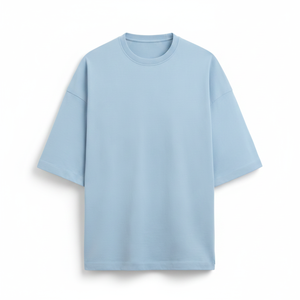 เสื้อยืดคอกลมถักครึ่งแขนสำหรับผู้ชายทรงโอเวอร์ไซส์สีทึบสวมใส่สบาย - Product Image 4