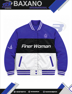 เสื้อแจ็คเก็ตครอปปักลาย Zeta Phi Beta Sorority สำหรับผู้หญิง เสื้อผ้าสไตล์กรีก วินเทจ สีน้ำเงินและสีขาว เสื้อแจ็คเก็ต ZPB Varsity Racing สำหรับผู้หญิง - Product Image 4