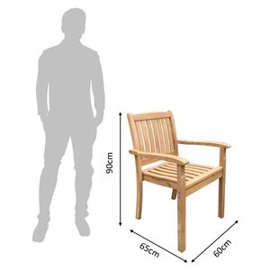 Fauteuil d'extérieur moderne empilable en teck massif, résistant à l'eau, pour restaurant et jardin - Product Image 2