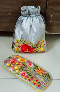 Bolsos Potli Casuales Tradicionales Ligeros con Cierre de Cordón, Set de Bolsos Tipo Sobre y Monedero, Bolsos de Fiesta Bordados en Tela de Seda - Product Image 2