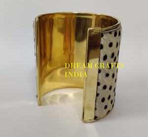 Bracelet large en cuir de vache, nouvelle arrivée, base dorée argentée, réglable, haute qualité, imprimé peau d'animal, faux cuir PU, bracelets tendance - Product Image 5