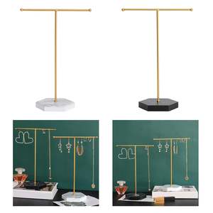 Support à bijoux en or avec base blanche, pour montres, boucles d'oreilles, bagues, colliers, organisateur élégant pour commode ou coiffeuse - Product Image 4