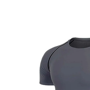 Camiseta Deportiva de Compresión para Hombre, Manga Larga, Color Gris Sólido, Cuello Redondo, Corte Holgado, Secado Rápido, Transpirable, Ecológica, Tejido de Punto - Product Image 2