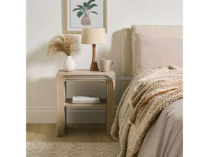 Mesa de Noche Hecha a Mano de Madera de Mango Sólida Romy |   Mesita de Noche Moderna con 2 Cajones y Almacenamiento |   Muebles de Mesa Auxiliar para Dormitorio - Product Image 2