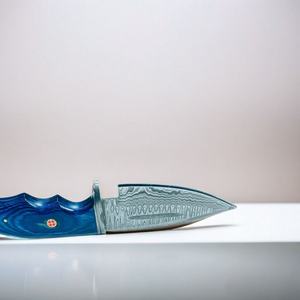 Couteau de chasse en acier Damas à lame droite, manche en cuir, qualité industrielle, outil de survie extérieur personnalisable, OEM - Product Image 3