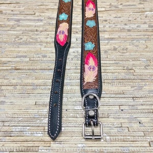 Collier pour chien en cuir véritable vintage, broderie tournesol, boucle en métal, accessoires de sac imperméables en cuir - Product Image 2