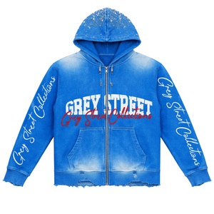 Sudadera con capucha para hombre, 100% algodón, estilo vintage lavado, con cremallera, corte holgado, forro de felpa sólido, anti-bolitas, para otoño - Product Image 2