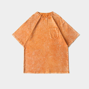 เสื้อยืดโอเวอร์ไซส์สไตล์ฮิปฮอปวินเทจสำหรับผู้ชาย ผ้าคอตตอน 100% หนานุ่ม ทรงหลวมไหล่ตก สตรีทแวร์  รับสกรีนลาย - Product Image 4