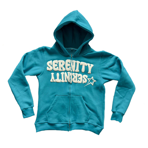 Sweat à capuche zippé Serenity unisexe, coupe classique, en coton French Terry, décontracté, pour l'automne, avec logo imprimé en relief sur le devant - Product Image 3