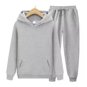 Unisex Solid Color Hooded Sweatshirt <b>Jogger</b> Pants Set Casual Tracksuit Full Sleeve Drawstring <b>Pocket</b> Autumn Wear Adult Size - Product Image 3