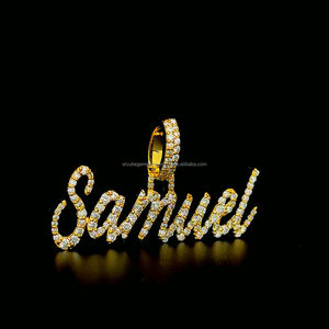 Personalizado con monograma 925 Chapado en plata oro amarillo moissanita joyería 53mm ancho 18mm Altura Hip Hop colgante diamante fiestas - Product Image 1