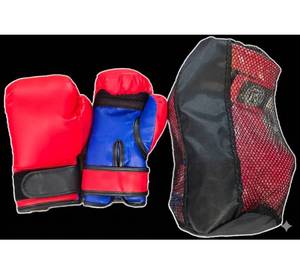 Guantes de Boxeo Rojos y Azules de Cuero PU, Equipo de Sparring Resistente con Bolsa de Malla, Equipo de Entrenamiento Unisex - Product Image 1