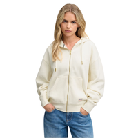 Sweat-shirt à capuche surdimensionné en polaire pour femme, couleur unie, fermeture éclair sur le devant avec poches, vêtements d'automne