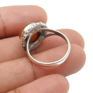 แหวนเงินแท้ 925 ดีไซน์แฟชั่น ประดับพลอยคาร์เนเลียนทรงกลม งานแฮนด์เมด สไตล์โบฮีเมียน ราคาสมเหตุสมผล - Product Image 4