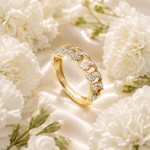 Lab Grown Diamond Leaf Link Band <b>Ring</b> in 10K 14K 18K Gold 925 935 Silver <b>Nature</b> <b>Inspired</b> Fine Jewelry - Product Image 1