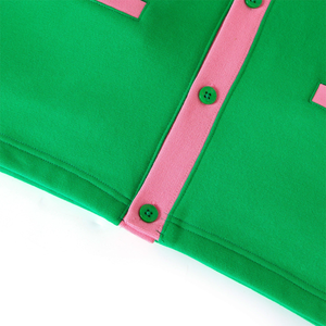 Cárdigan de Forro Polar Verde Personalizado para Hermandades, Corte Unisex con Cuello en V, para Pedidos de Grupos de Hermandades, Etiquetas Personalizadas, Servicio OEM para Compradores B2B - Product Image 5