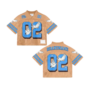 Maillot de football américain à manches courtes pour homme, 100 % polyester, antibactérien, séchage rapide, respirant, pour la couture - Product Image 4