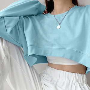 Camiseta de punto corta para mujer, cuello redondo, azul claro, manga corta, color liso, cremallera frontal, ajuste holgado, informal, para primavera y verano, de secado rápido - Product Image 6