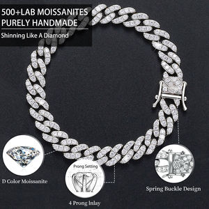 Collier chaîne en moissanite taille brillant sertie griffes, plaqué argent 925, unisexe, pour hommes et femmes, style hip-hop, cadeau d'anniversaire ou de mariage - Product Image 3