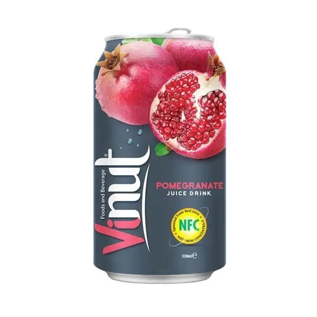 330ml Canned VINUT Pure Pomegranate Juice Vietnam OEM Production Passion Pomegranate Fruit Juice 10% Purity 40% Brix 0.5Kg