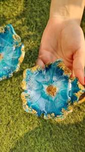 แผ่นรองแก้วเรซิ่นลายดอกไม้สวยงาม ดีไซน์เชอร์รี่เดซี่ ทนความร้อน โปร่งใส - Product Image 2