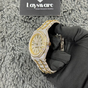 Reloj de Lujo con Diamantes Moissanite de Alta Calidad, Certificado D VVS, Correa de Acero Inoxidable de 22 mm de Ancho, Resistente al Agua, con Puntero - Product Image 5