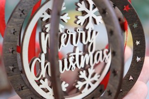 Colección de Adornos Navideños de Madera, Ecológicos, Cortados con Láser, Impresión Personalizada, Decoraciones Modernas Colgantes para Árbol, Fiestas, Hogar - Product Image 3