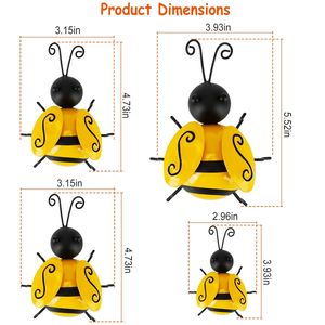 Juego de 4 Abejas, Decoración de Pared 3D, Esculturas de Hierro, Adornos para Colgar en la Pared, Decoración para el Hogar u Oficina - Product Image 3