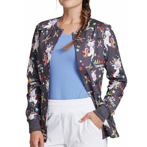 Chaquetas de Trabajo Estampadas para Mujer, Alta Calidad, Logotipo Personalizado OEM, Chaquetas de Enfermera para Hospital Dental, Uniformes para Salón de Belleza Médica - Product Image 1