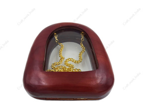 Pochette en bois artisanale avec poignée découpée et chaîne dorée pour femme – Sac de soirée de luxe rigide pour mariage et événements - Product Image 6