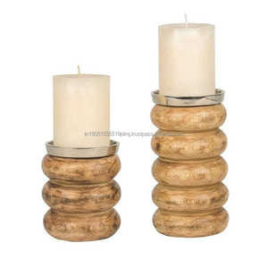 เชิงเทียนไม้คริสต์มาสทำด้วยมือพร้อมโลโก้ที่กำหนดเองไฟชาไม้มะม่วงสำหรับตกแต่งบ้านและสวน - Product Image 1