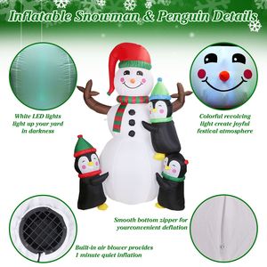 Decorazione Natalizia da Esterno 5.9FT, Pupazzo di Neve e Pinguino Illuminati a LED con Ventilatore Integrato, Mascotte Gonfiabile da Giardino Connessa Wi-Fi - Product Image 3
