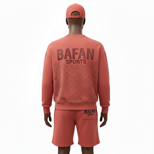 Premium Men Sweatshirt Short Set Cotton Polyester Fleece GSM Solid Custom <b>Heat</b> Transfer Logo Sweatshirt and Shorts Set for Men - Product Image 2